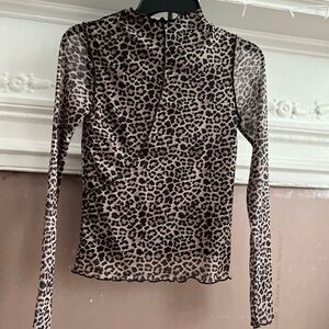 Noisy May Women’s Animal Print Sheer Blouse Extra Small NWT